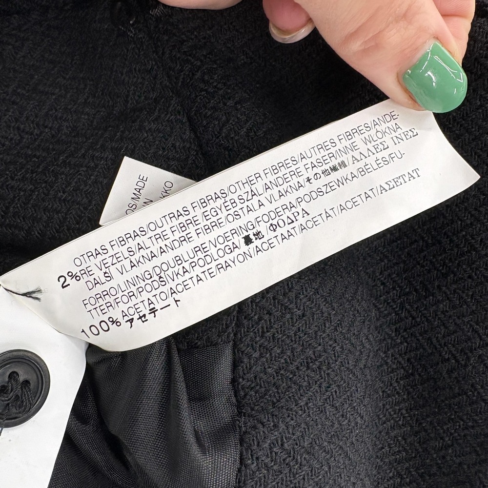 Zara Basic Jacket Womens Medium Black Wool Herrin… - image 7